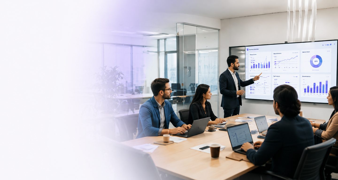 Strategy session with an AI-driven business dashboard