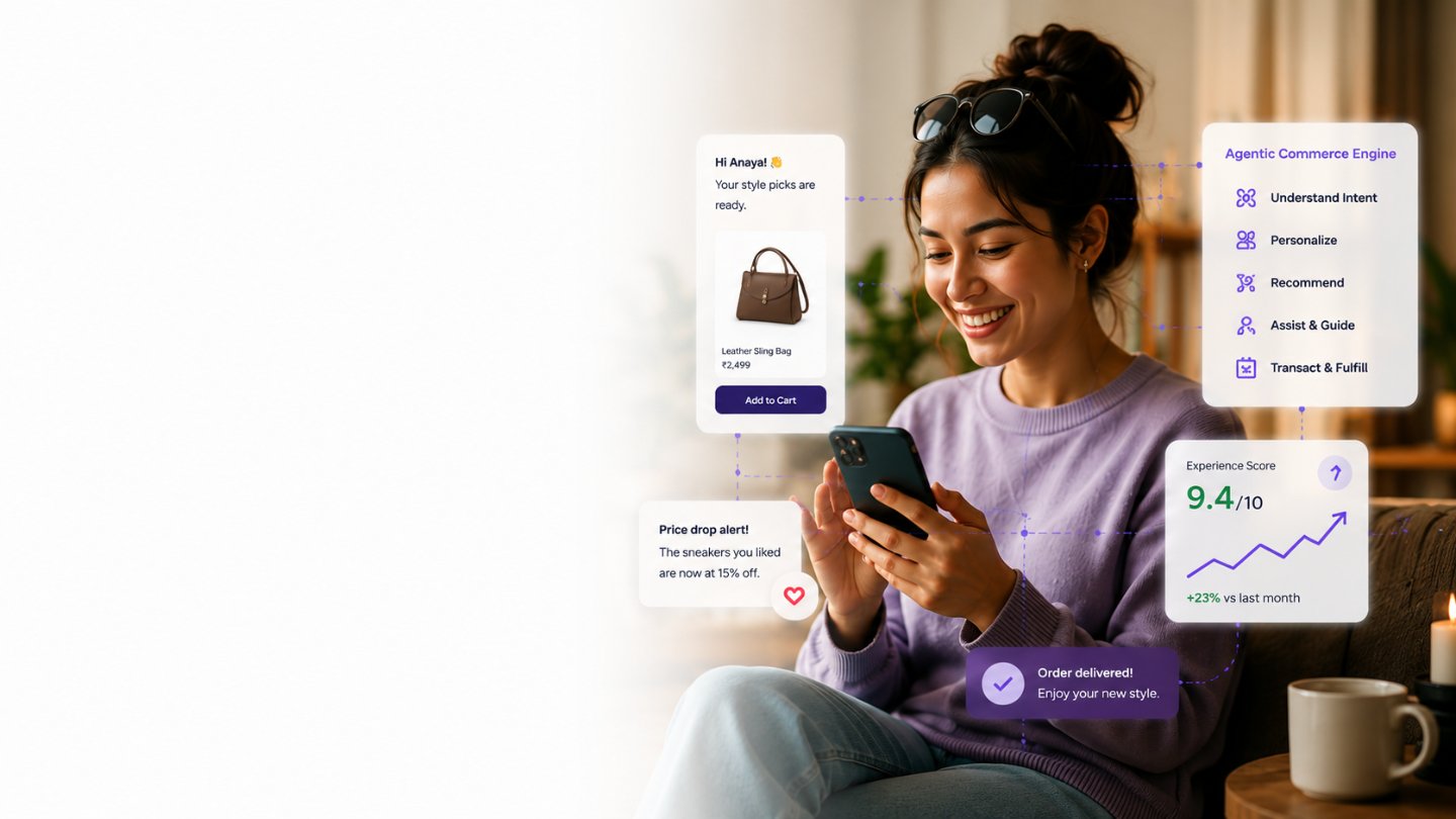 Shopper receiving personalized AI-driven commerce recommendations