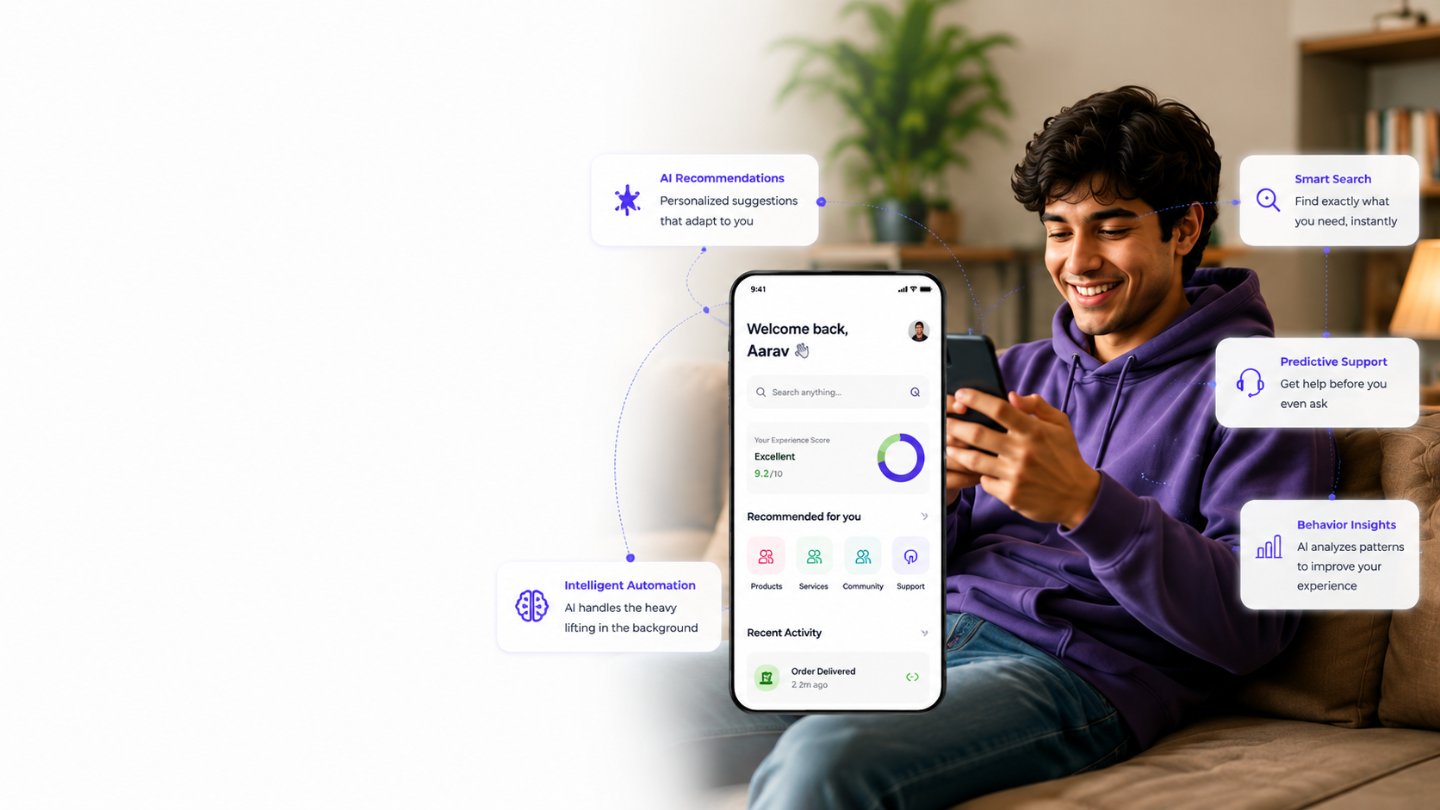 User interacting with an AI-native mobile product experience