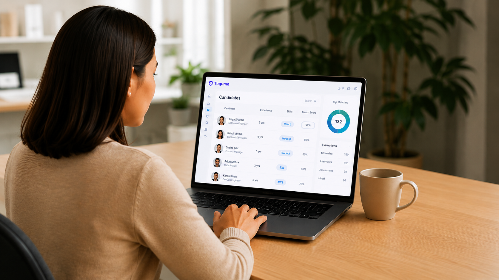 Recruiter reviewing candidates in the Tugume platform